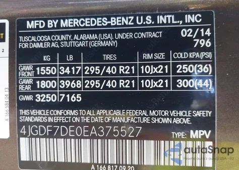 2014 Mercedes-Benz Gl 550 4Matic из США, поврежденный, VIN 4JGDF7DE0EA375527